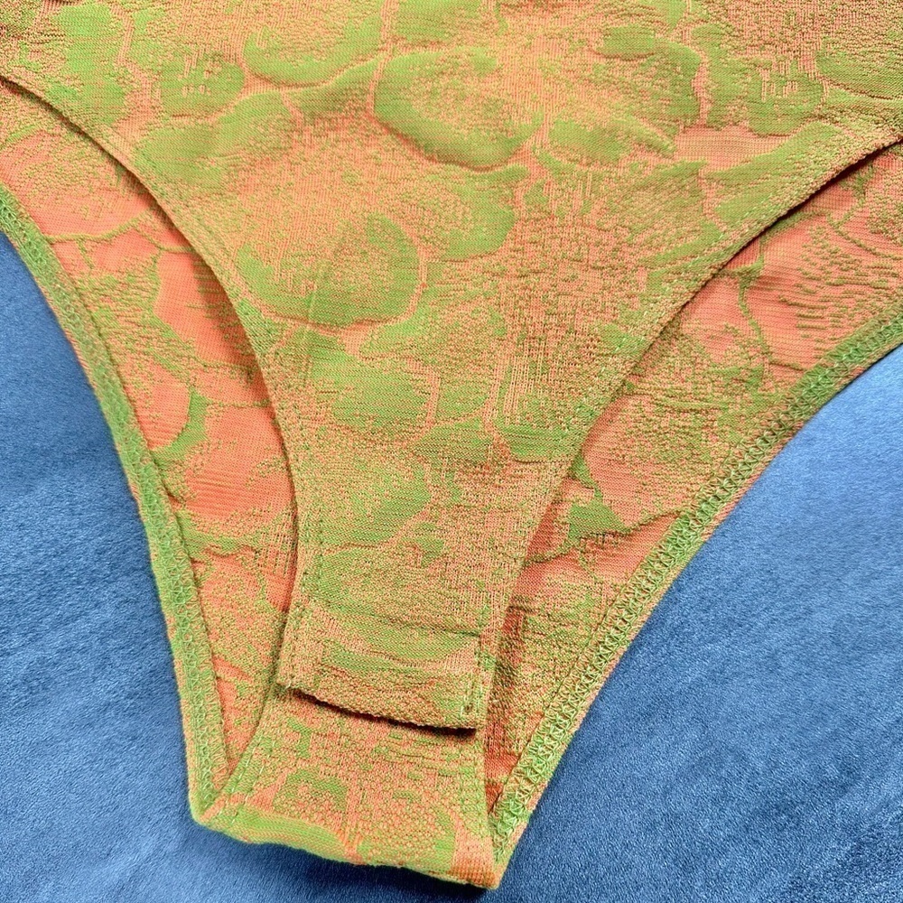 ZARA Bright Lime Green and Orange Floral Adjustable Strap Tank Top Bodysuit - Picture 6 of 6